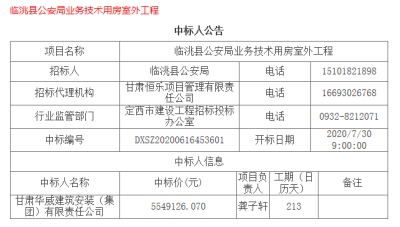 【標訊】公司中標臨洮縣公安局業(yè)務技術用房室外工程